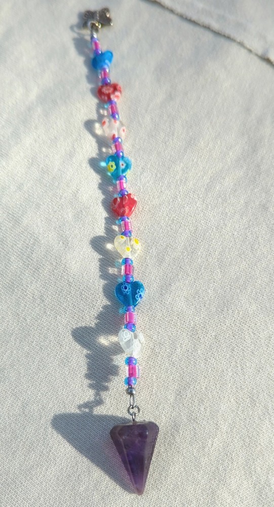 Amethyst Pendulum - Handmade Beaded Divination Tool - Crystal Point