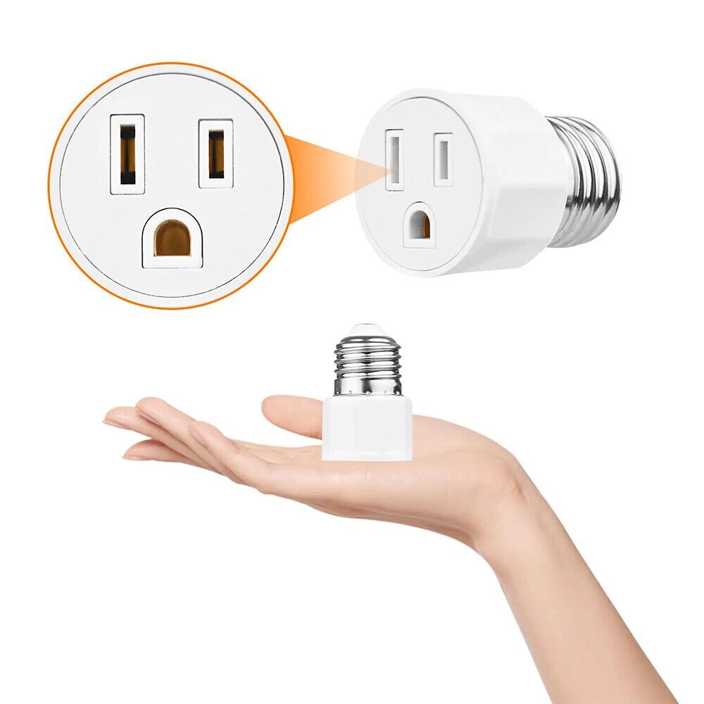 E26/E27 Light Socket to Plug Adapter 2/3 Prong Light Bulb Socket Adapter Outlet