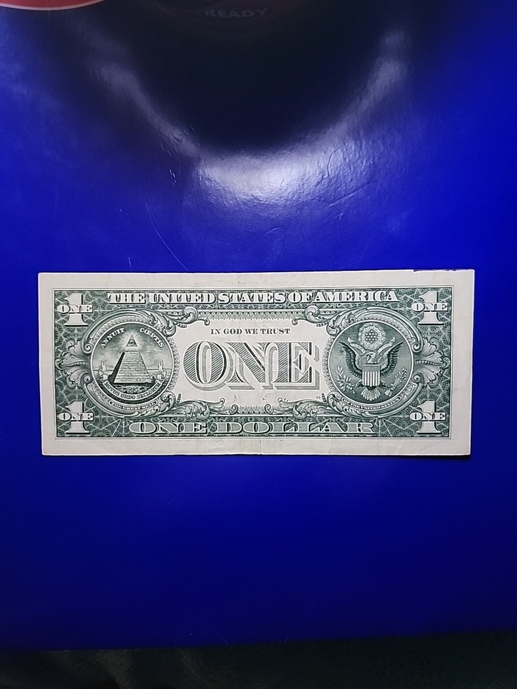 2017 $1 Note, Off-center Print Reverse, Orange Ink Contamination Error Obverse.