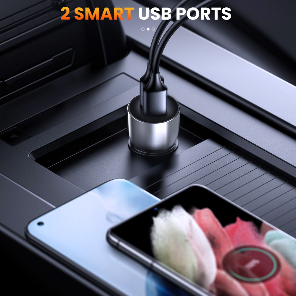 IC1-AA Car Cigarette Lighter Socket Splitter Dual USB Charger Adapter Bluetooth