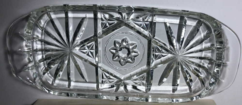 Vintage Sheffield 3pc Crystal Butter Server with Spreader No. 705C