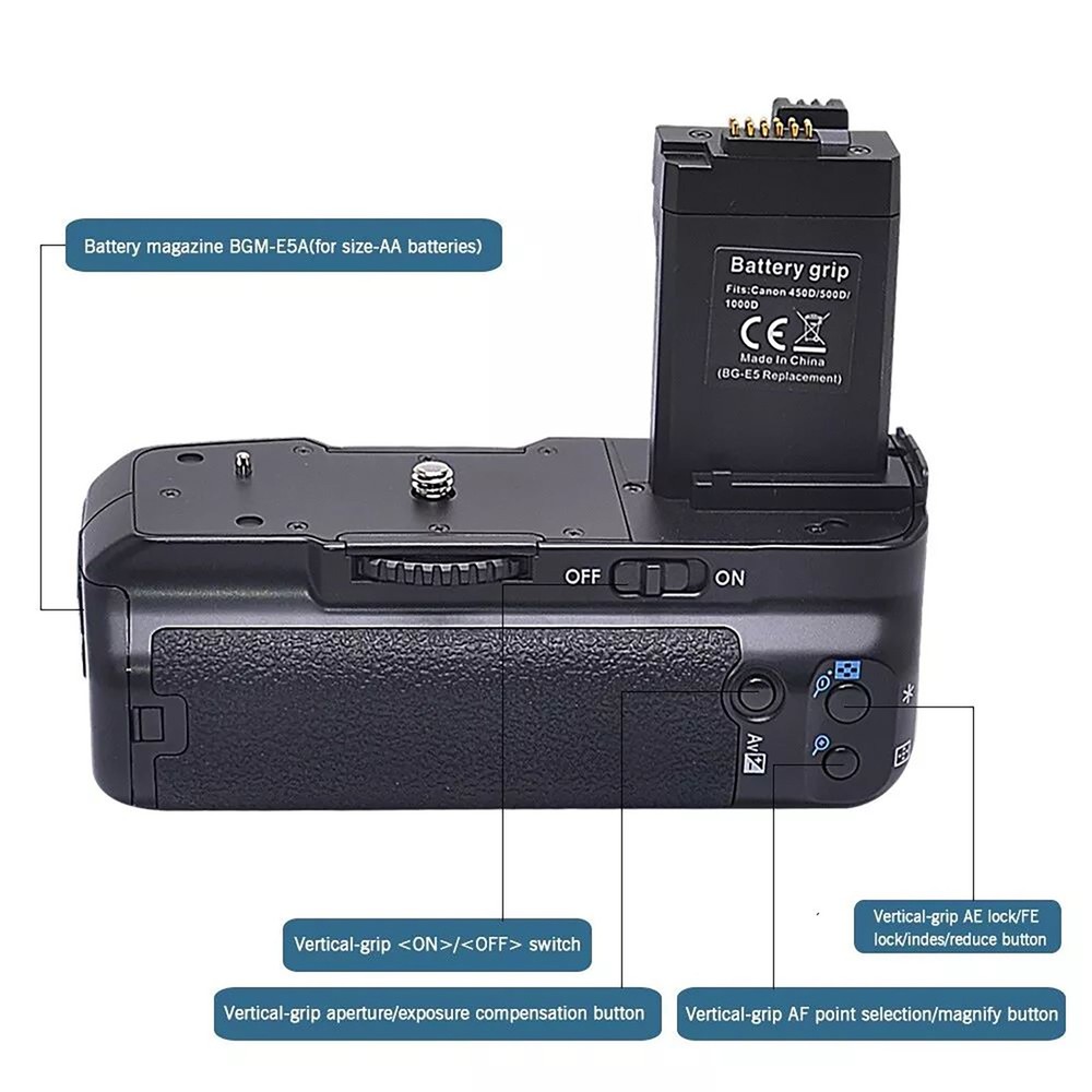 BG-E5 Vertical Battery Grip Holder Kits For Canon EOS 450D 500D 1000D Camera