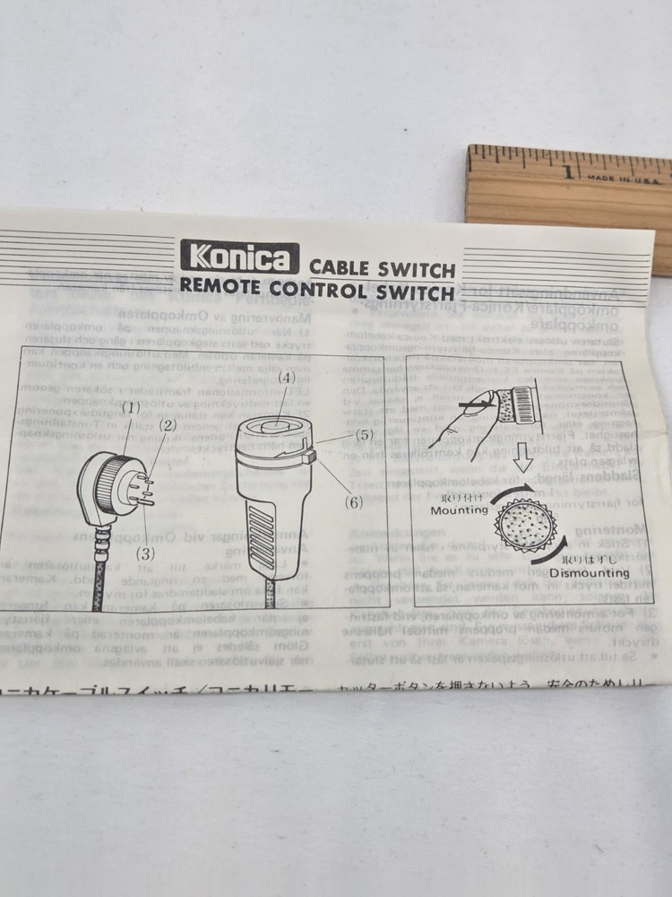 Konica Remote Control Cable Switch Shutter Release AR for 35mm Untested