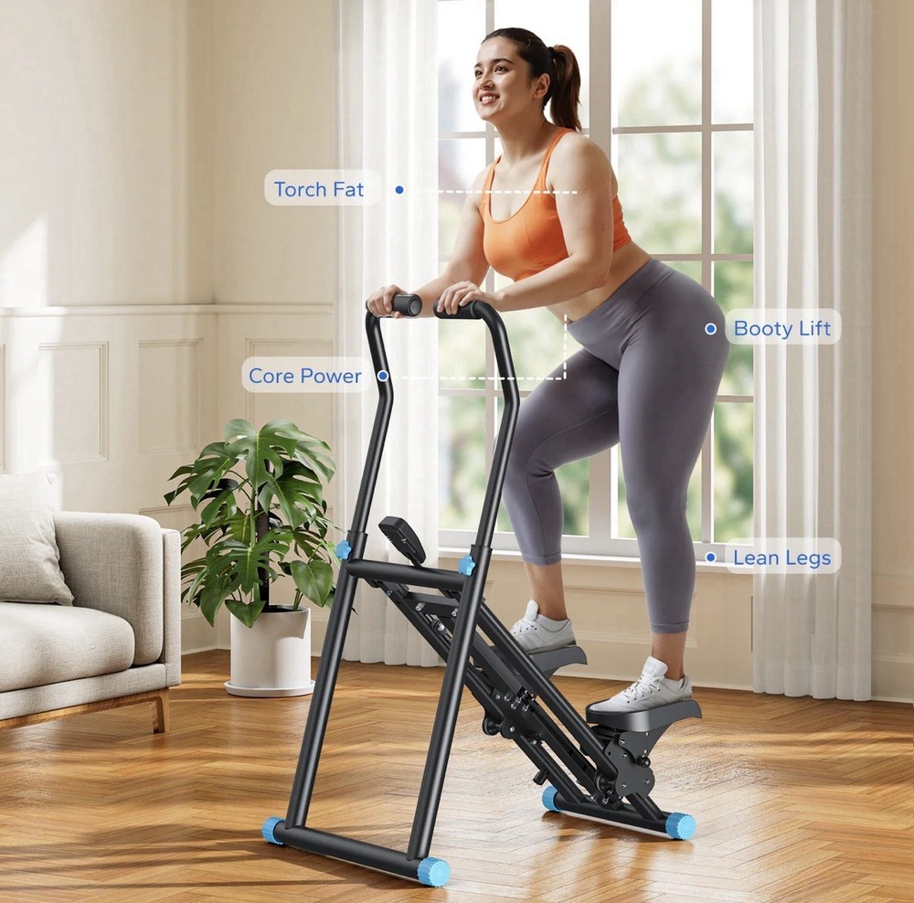 MERACH Foldable Stair Stepper with 3 Level Resistance Black