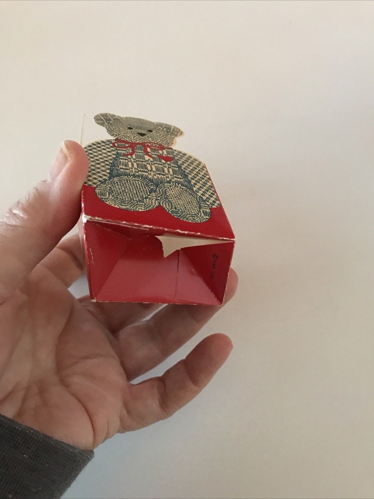Vintage HALLMARK Teddy Bear Gift Box Mini Red/Blue Pair
