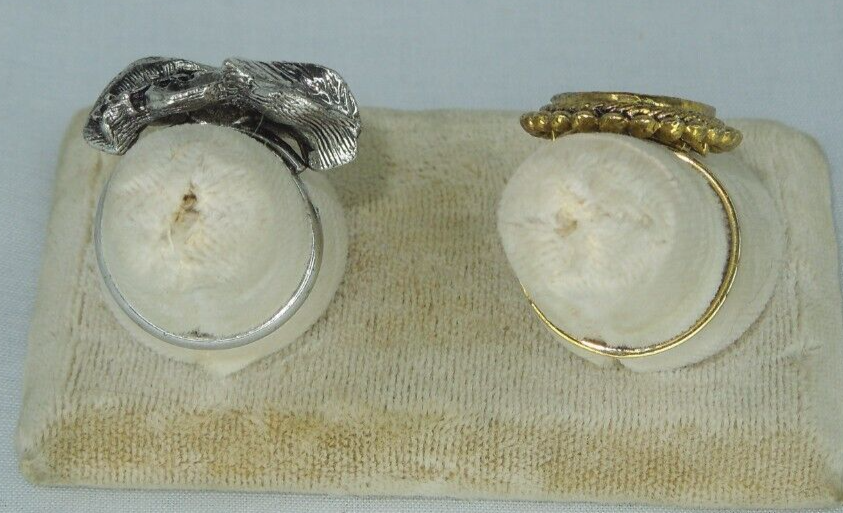 2 Ring Blanks Settings Cabochon Adjustable Gold & Silver Plated Brass NEW 89V