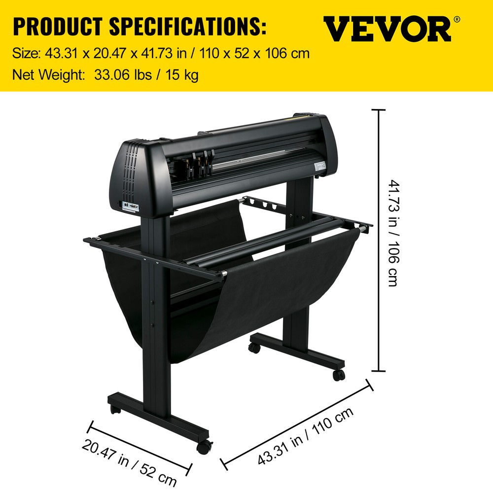 VEVOR 34" Vinyl Plotter Cutting Machine Kit w/Sign Software 3 Blade LCD Screen