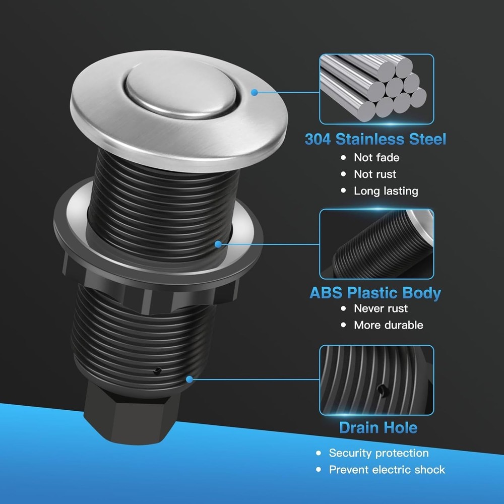 Stainless Steel Garbage Disposal Air Switch - One-Click Safety Control