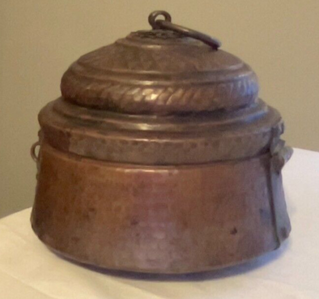Vintage Signed Copper Hammered Chapatti Bread Box