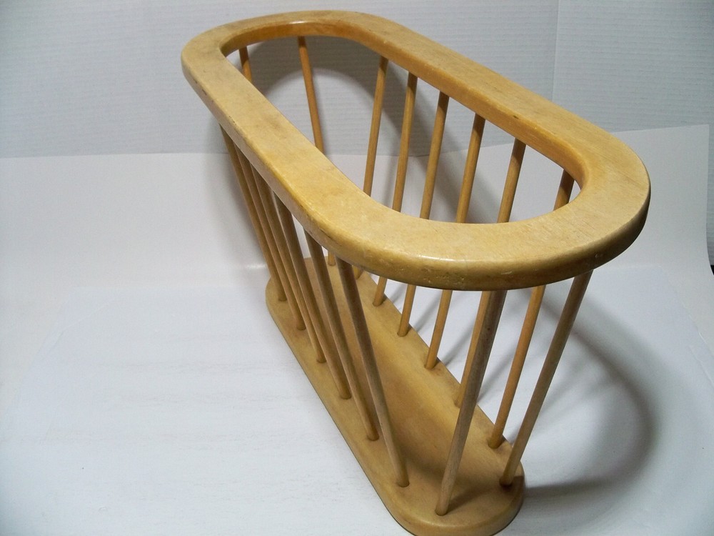 Wooden Magazine Rack, Worn Finish