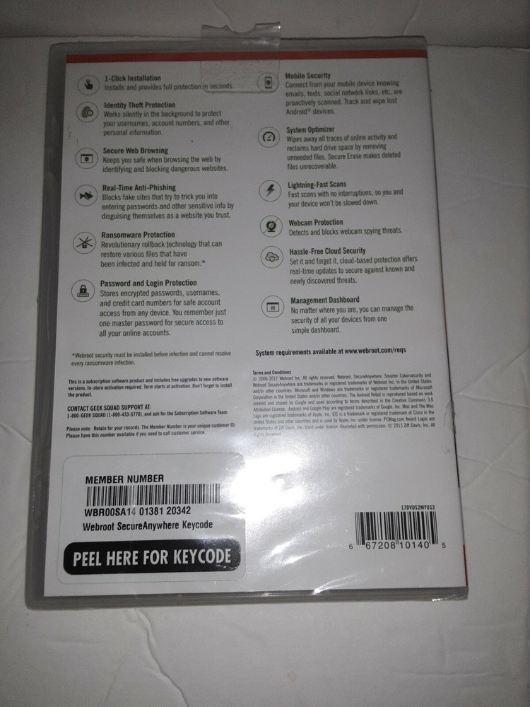 Webroot Secure Anywhere Internet Security 3 Devices New Sealed Windows Mac ios