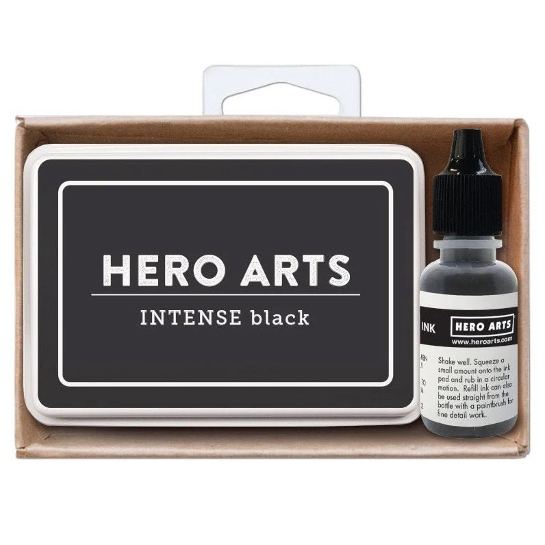 Hero Arts Dye Ink Pad + Reinker Bundle-Intense Black