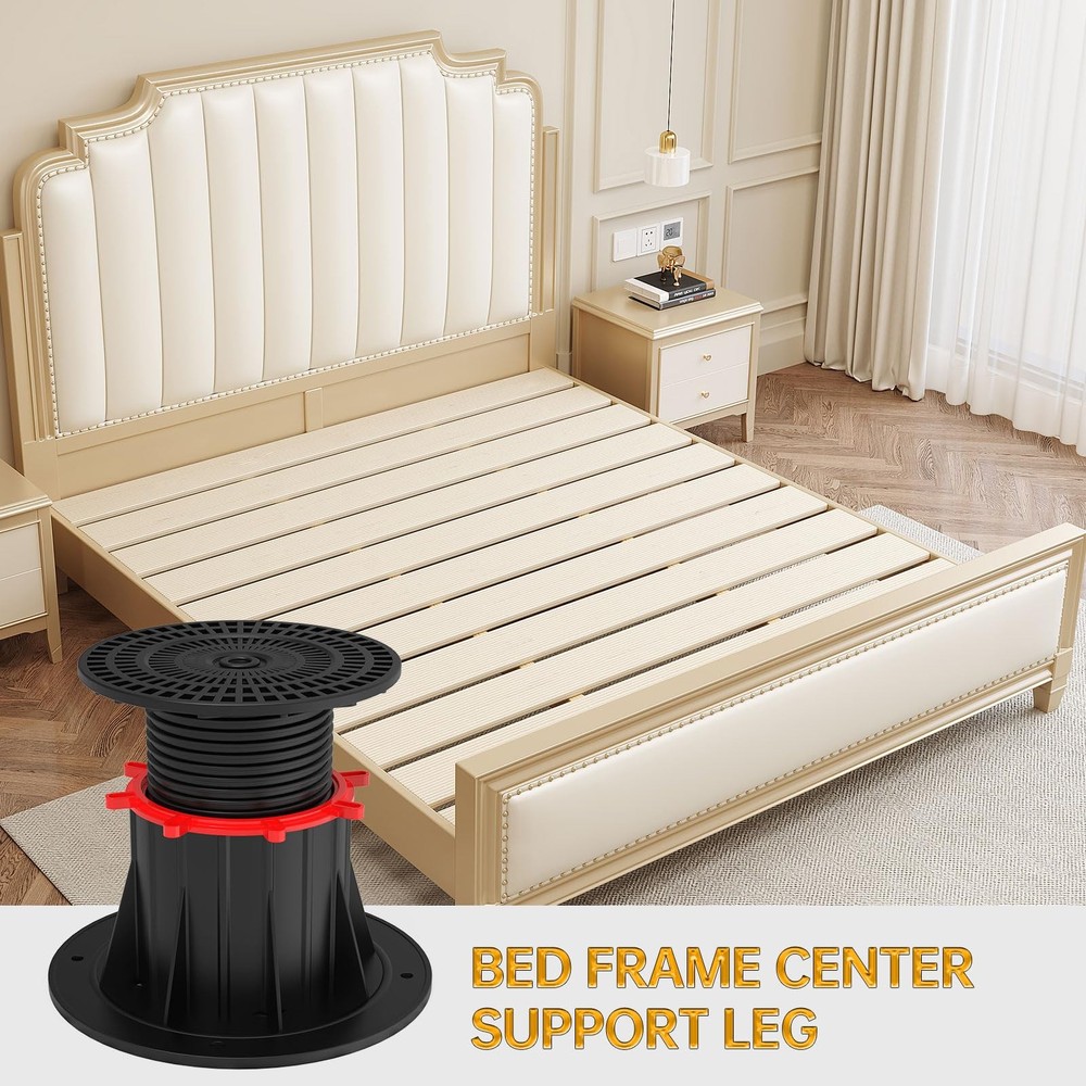 2 Pcs Adjustable Bed Frame Support Leg, Frame Center Slats Heavy Support Leg,...