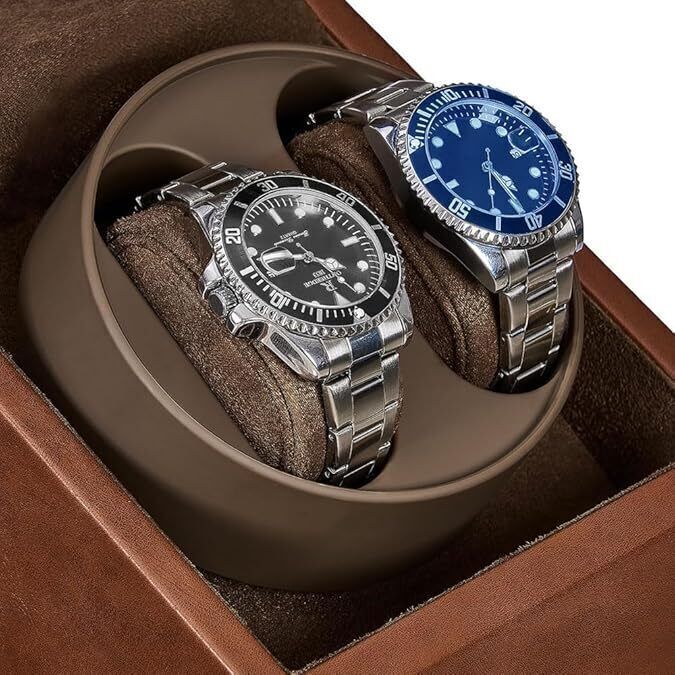 Automatic Rotation Double Watch Winder Box Leather Storage Display Case Gift new
