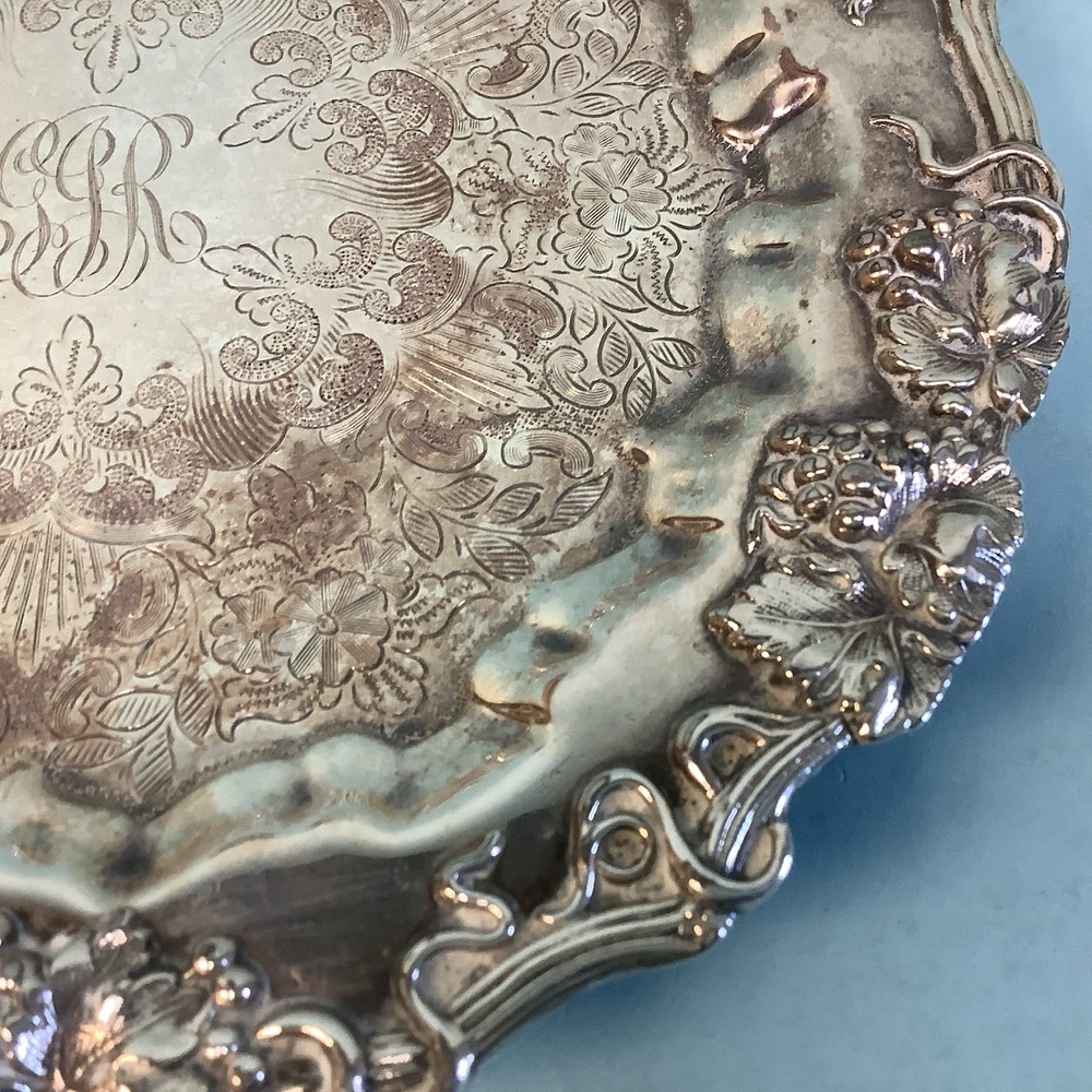 Silverplate Footed Salver Monogrammed 6 3/4” Diameter