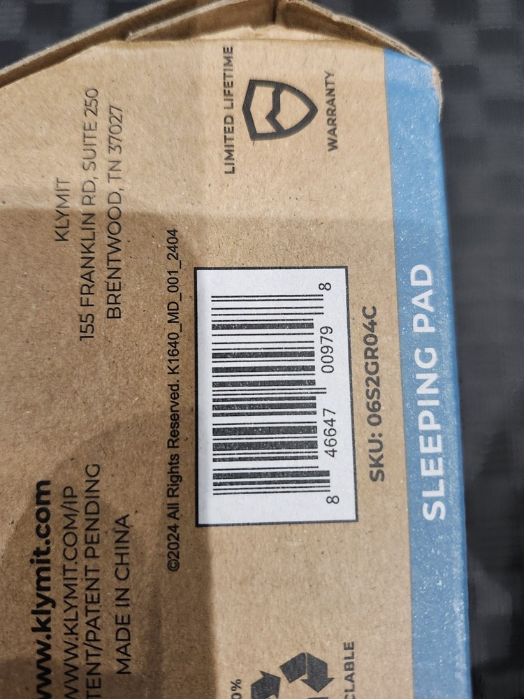 Klymit Static V2 Sleeping Pad Green Regular