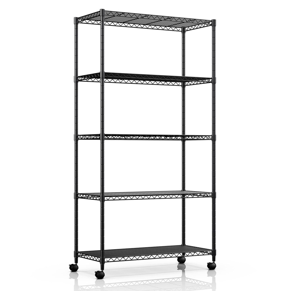 5-Tier Storage Shelving Unit 1250 Lbs Loading Capacity Black 1 or 2 Pack