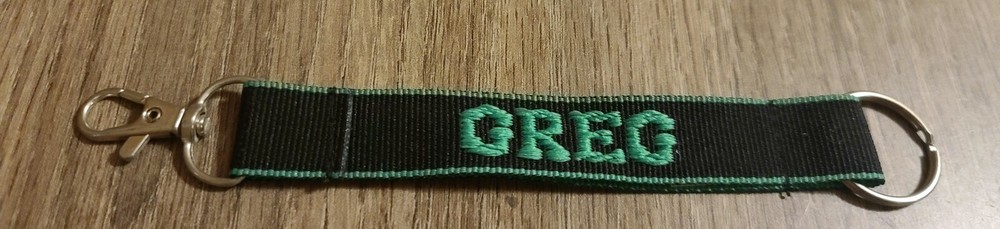 New Greg Personalized Keychain Black and Green