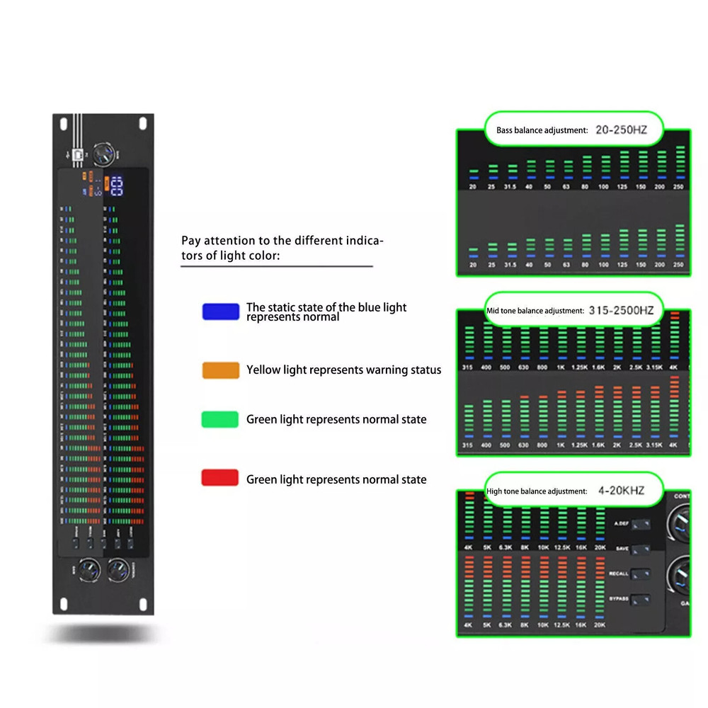 EQ-323 2U Dual 31-band Graphic Equalizer Spectrum Digital Equalizer Stage 110V