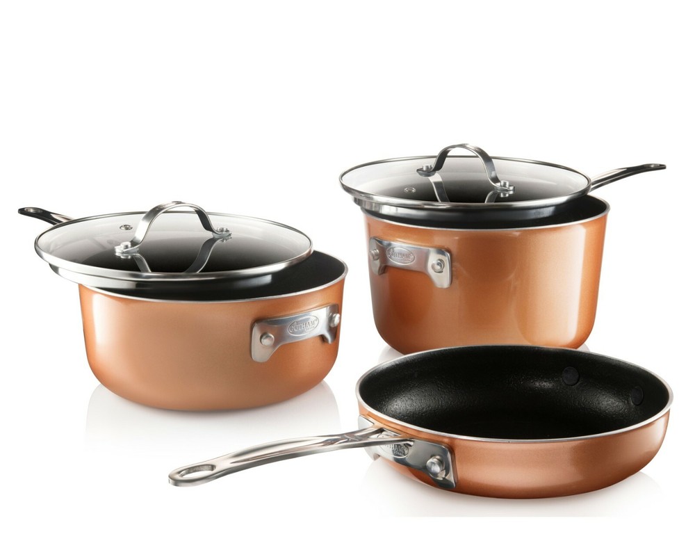 Gotham Steel Stackmaster Copper Cast Textured Complete 10 Piece Set w/ Utensils