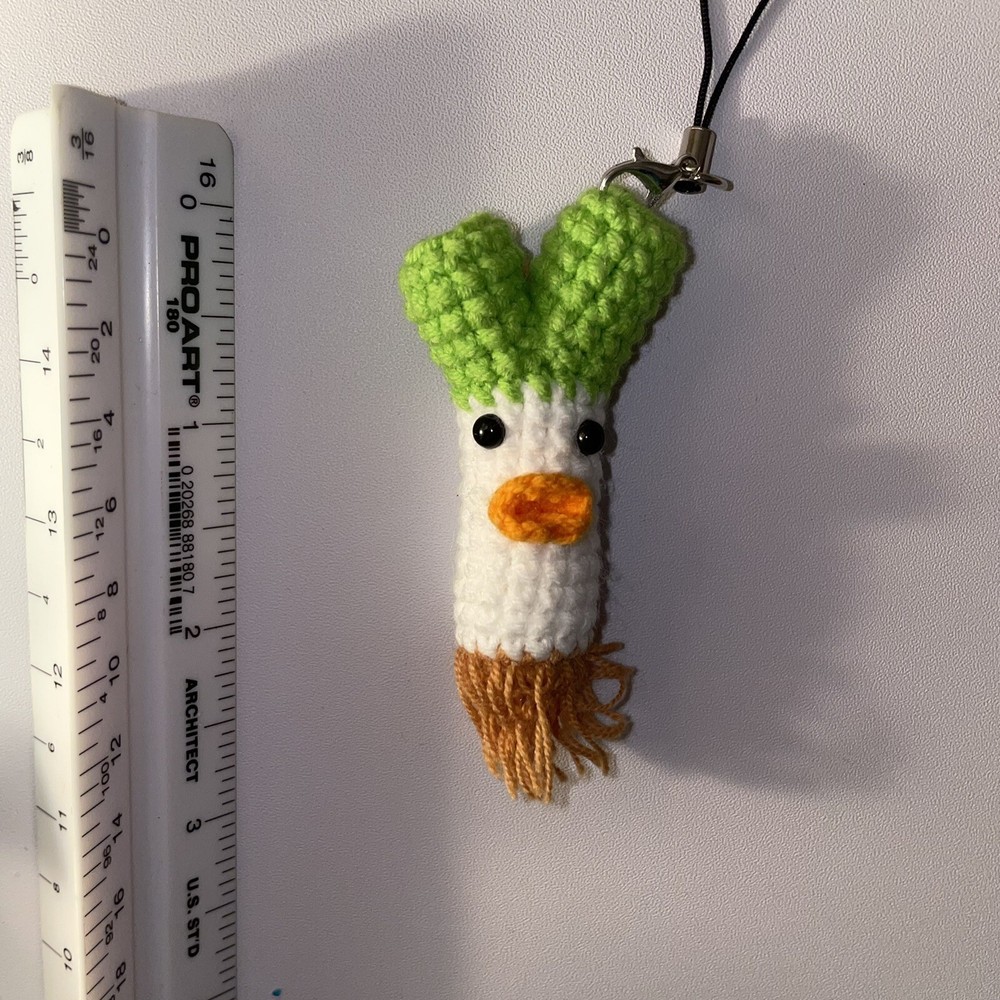 Green Onion Crochet Phone Charm