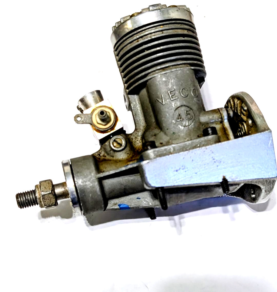 Veco 45 R/C engine, mount, box, instructions, good compression & condition