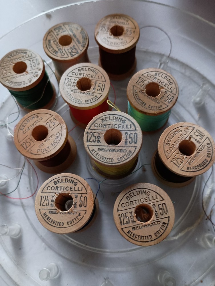 Vintage Belding Corticelli Thread(10) in Vintage Clear Plastic Container