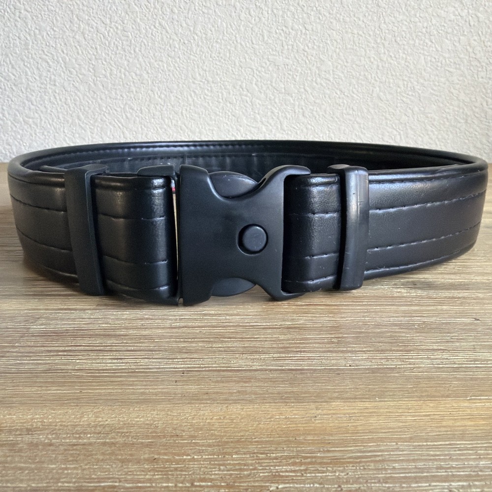 Uncle Mike's Mirage Duty Belt Leather 2" Medium Ultra Plain Black Hook and Loop