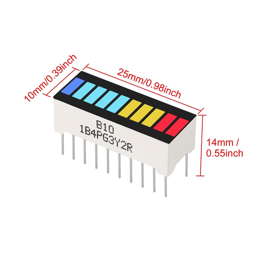 10pcs 10 Segment LED Bar Graph Display 4 Color for Arduino DIY Projects