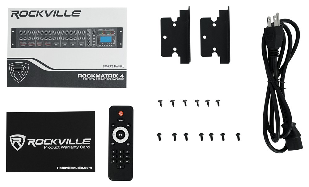 Rockville ROCK MATRIX 4 Zone 70 Volt Commercial Amplifier+Matrix Source Routing