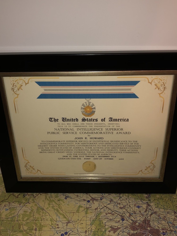 NATIONAL INTELLIGENCE SUPERIOR PUBLIC SERVICE COMMEMORATIVE CERTIFICATE Type-1