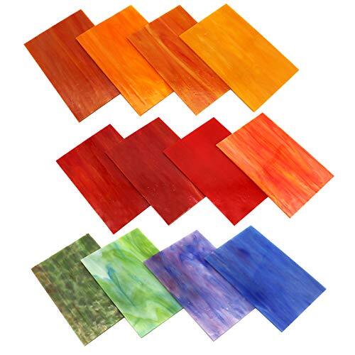 LITMIND 12 Sheets Variety Stained Glass Sheets Pack, Assorted Colors , Sizes