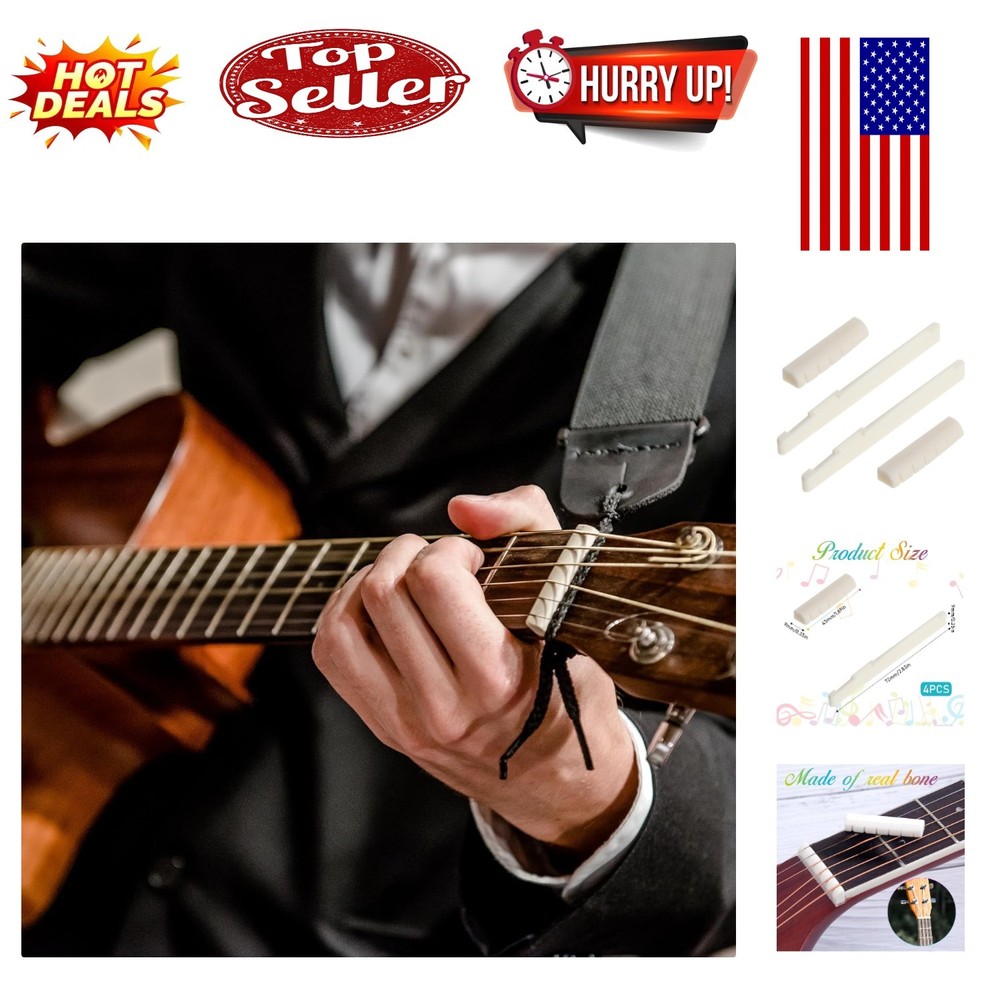 4-Piece Bone Guitar Saddle & Nut Set for Enhanced Sound Quality