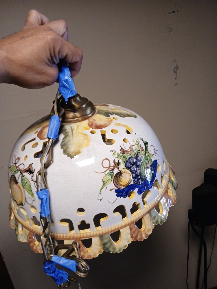 Antique Chandelier Ceramic Pottery Hanging Light