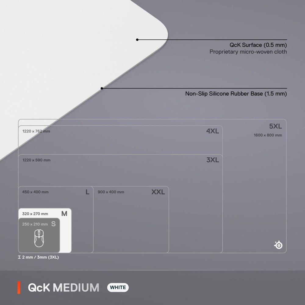 SteelSeries - QcK Cloth Gaming Mouse Pad (Medium) - White