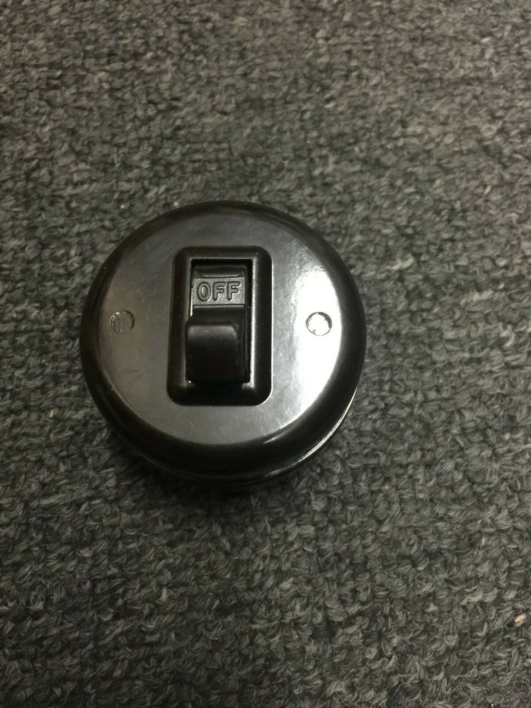 Vintage Leviton Brown Bakelite Round - Single-Pole Switch -