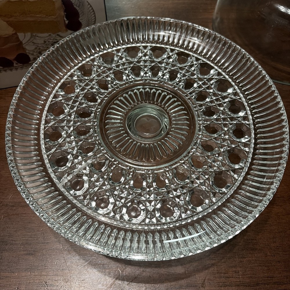 Crystal Presentations Glass Dome Footed Cake Plate Stand 11"