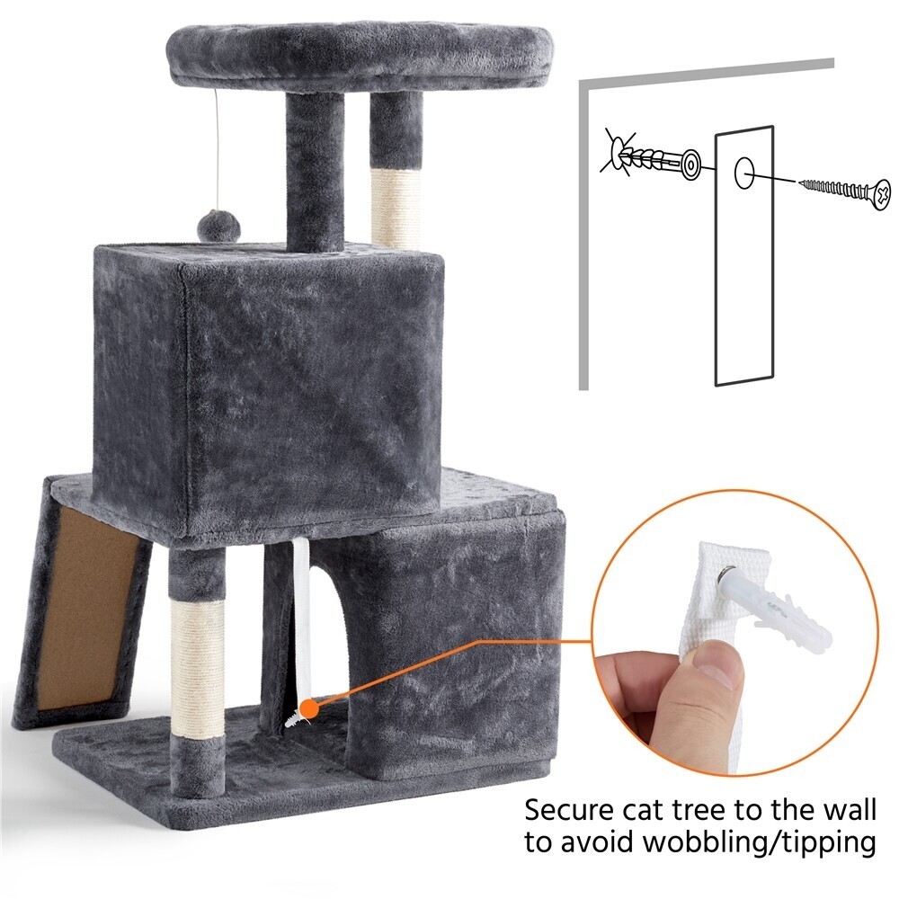 42" Multilevel Cat Tree Tower Activity Rest with Double Condos for Cats Kittens