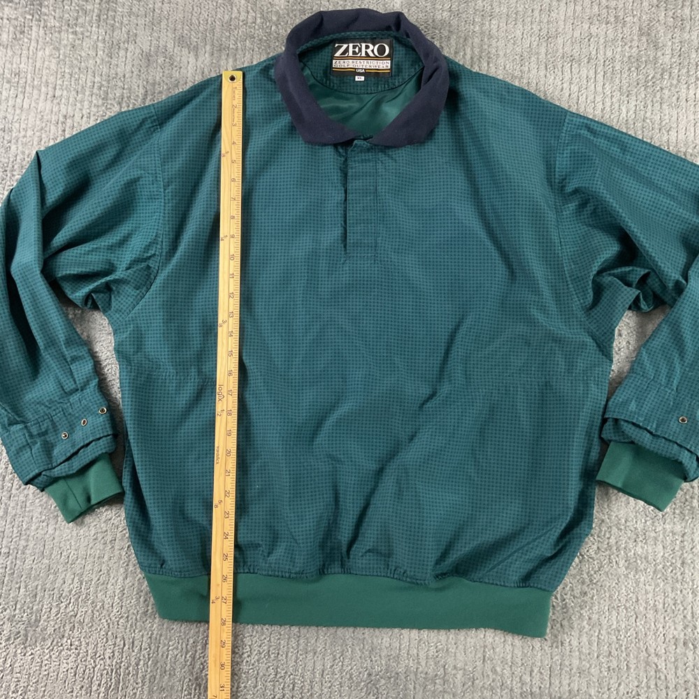 Zero Restriction Jacket Mens XL Green Houndstooth Windbreaker Golf Pullover