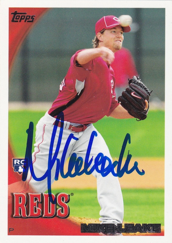 MIKE LEAKE CINCINNATI REDS SIGNED CARD CARDINALS MARINERS GIANTS DIAMONDBACKS
