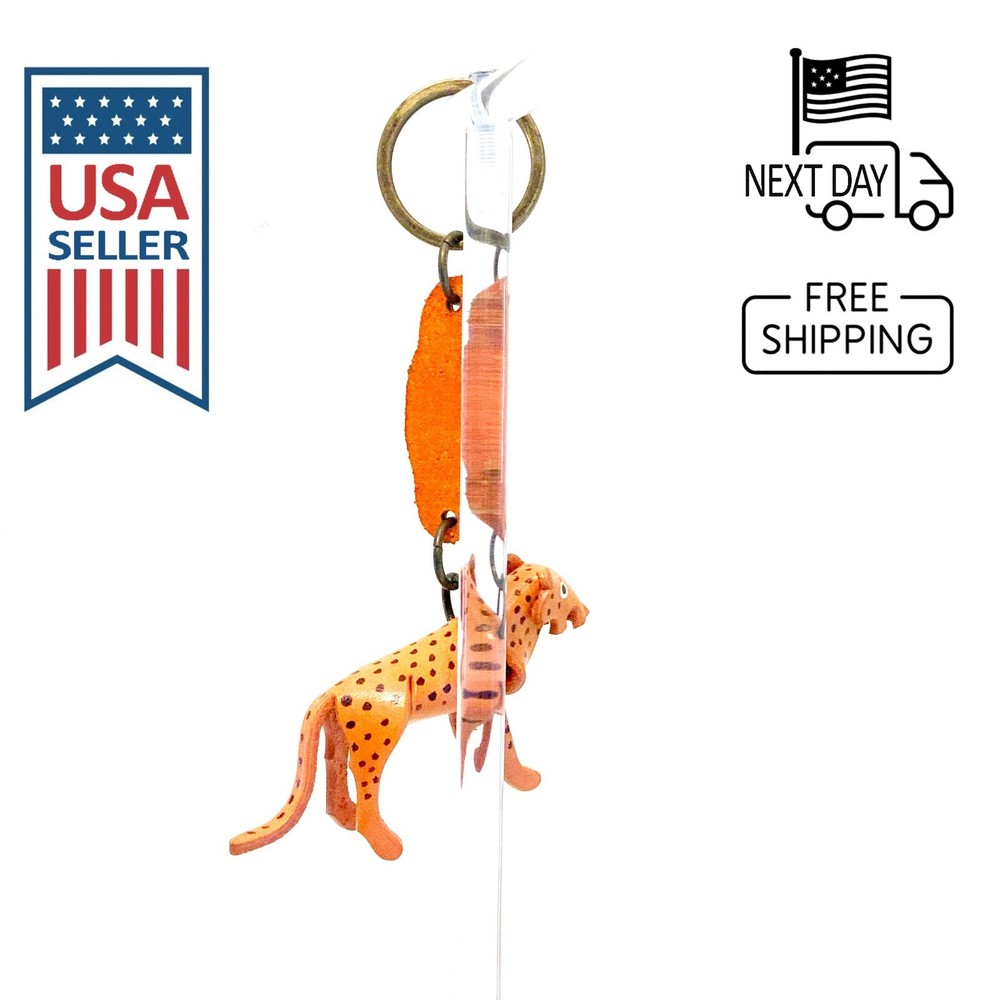 Cheetah Handmade Leather Keyring