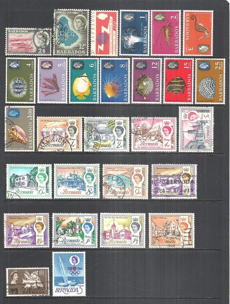 BERMUDA & BARBADOS        VARIOUS MINT HINGED & USED ISSUES       1961 - 1962