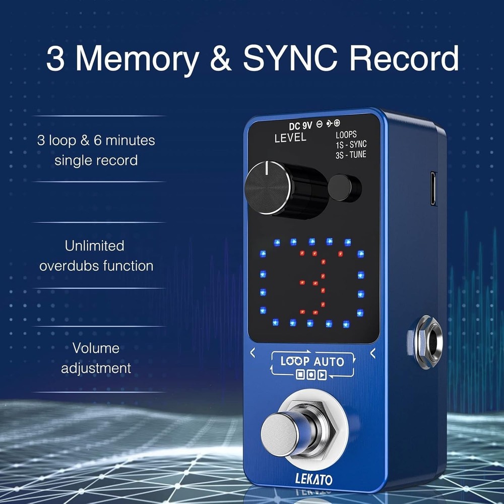 Advanced Guitar Loop Pedal: 18 Min Record, USB Save, Analog-Dry-Through