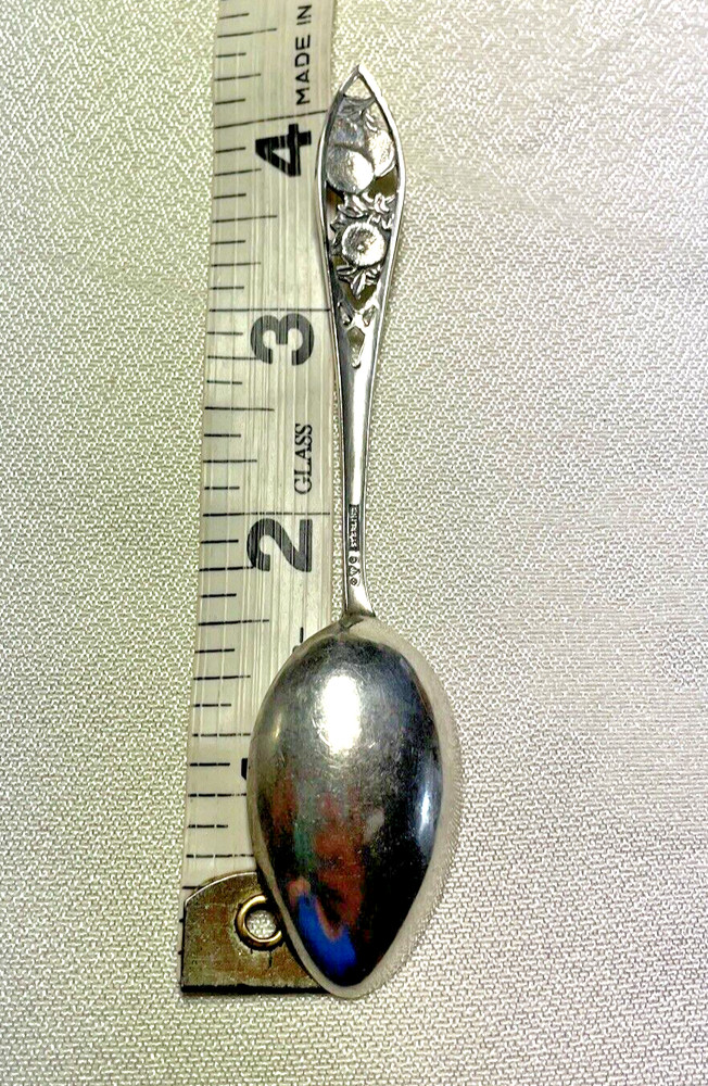 Vintage Solid Sterling Silver Florida Oranges Souvenir Demitasse Spoon 4.25”