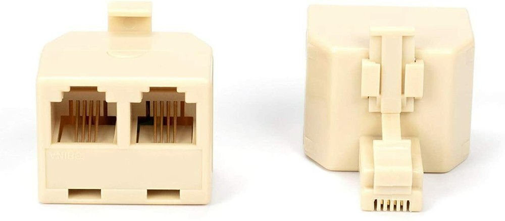 Duplex Modular Phone Wall Jack Adapter (IVORY) RJ11 - Splitter | Two Pack