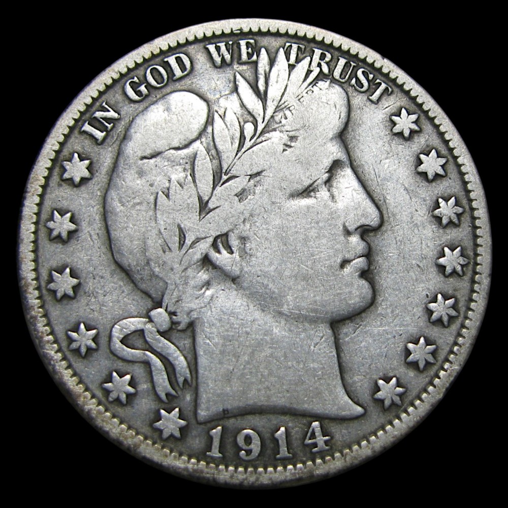 1914-S Barber Half Dollar Silver ---- Nice Condition Coin ---- #KK512