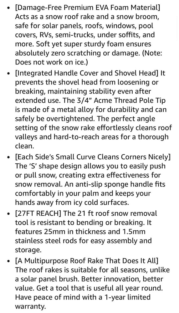 SnowBuster Snow Rake Replacement Head, Never Scratch - 16” - New