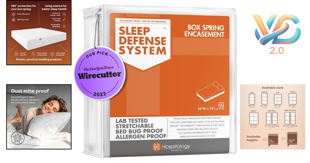 Full Box Spring Encasement Zippered Bed Bug Dust Mite Proof Hypoallergenic Red