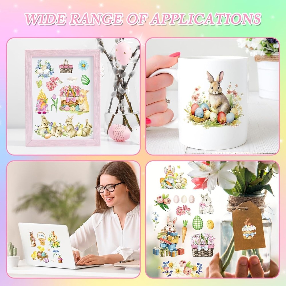 Easter Rub-On Transfer Decals - 12 Sheets for Spring Craft Decor