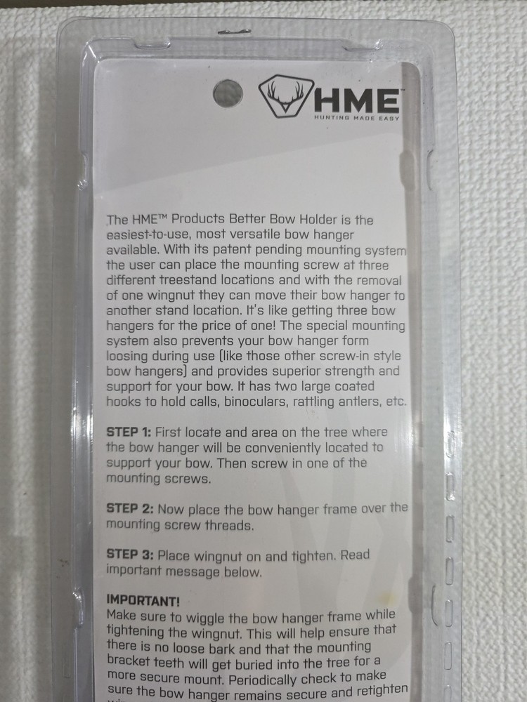 HME Better Tree Stand Bow Hanger with Accessory Hooks and Mounting Screws
